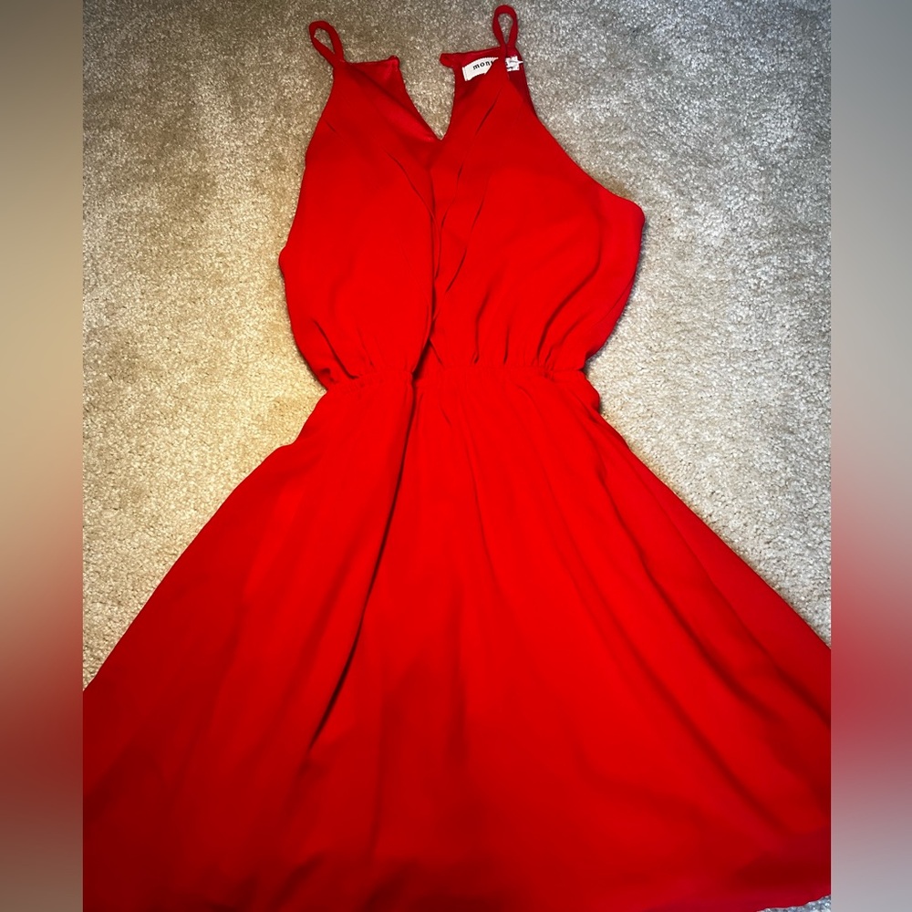 Bright red orange dress